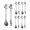 Black, variant on (10 Pieces) 5.2 Inches Stainless Steel Spoon Smiley Face Sunflower Coffee Stirring Spoon Fruit Fork Leaf Spoon Fruit Pick (Silver)