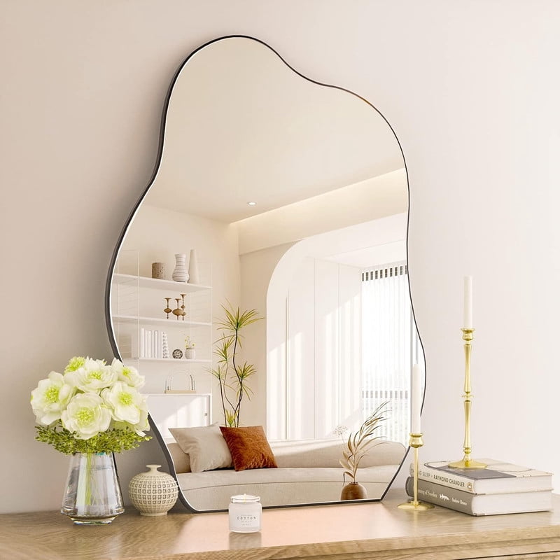 Easy4Home 22"x32" Frameless Bathroom Vanity Wall Mirror with Irregular Shape