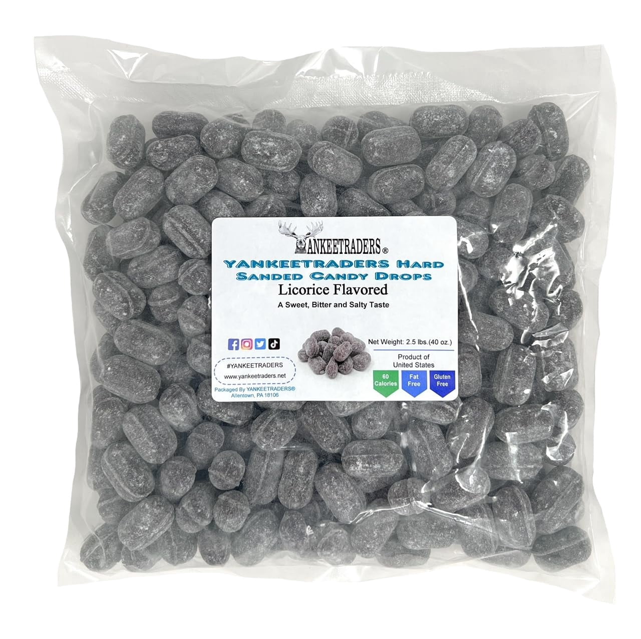 YANKEETRADERS® Licorice Sanded Hard Candy, 40 Ounce Bag