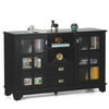 Low Sliding Door Cabinet, Antique Black