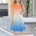 thumbnail image 2 of Teen Girls Dresses Short Sleeve Gradient Dress Casual Summer A-Line Sundress for Kids Soft & Breathable Fabric Ages 4-12 ,Sie:150, 2 of 7