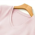 thumbnail image 3 of Olyvenn Stylish Women鈥橲 Summer Silk T-Shirt V-Neck Summer Fashion Short Sleeve 100 Percent Mercerized Cotton Classic Basic Top Pink XL, 3 of 4