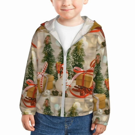 

Lukts Holiday Christmas Stars Print Children s Long-Sleeved Sun Protection Clothing Hooded Sweatshirts for Boys and Girls Outdoor Sports-18 Months