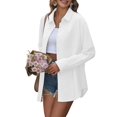 thumbnail image 2 of Womens Button Down Casual Loose Fit Shirt Blouse Long Sleeve Top Comfortable Office Wear Chic White XXXL, 2 of 7