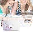 thumbnail image 4 of For Motorola Moto Edge 20 Lite Marble Patterned Case with Card Holder, Back Folio Kickstand PU Leather + Soft Crystal Bumper Edge, Magnetic Clasp Back Cover For Motorola Moto Edge 20 Lite,Lightpurple, 4 of 6