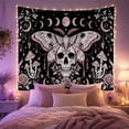 thumbnail image 2 of Bohemian Moth Pale with Patterned Wings Human Skull, Spooky Gothic for Gothic Decor Fans, Dark Art Decor, Halloween Gift, Tapestry Wall Hanging for Bedroom and Dorm, 2 of 7