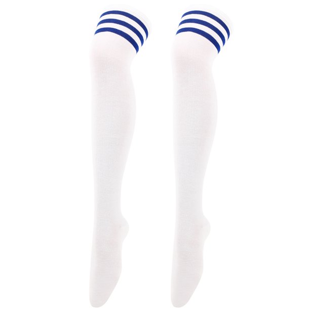 Nvzi 2 Pairs Over Knee Socks Knee-High Socks High Thigh Boot Stockings Women Knee Highs Socks for Girl Cosplay, Daily Wear,White D