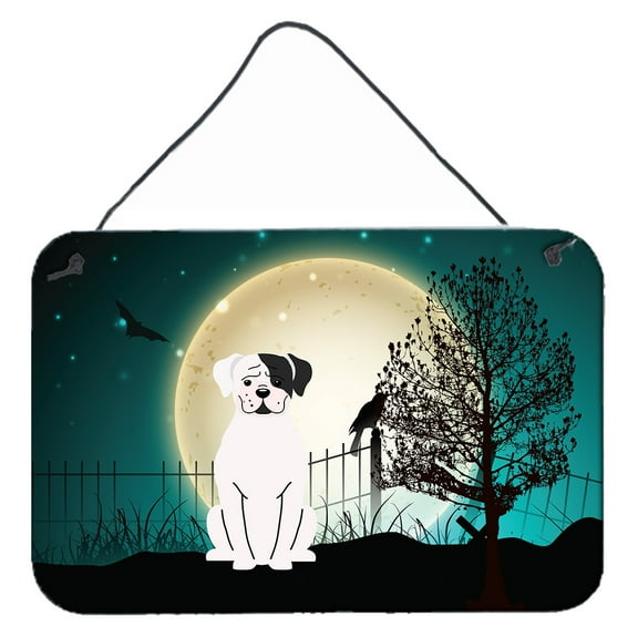 Carolines Treasures BB2304DS812 Halloween Scary White Boxer Cooper Wall or Door Hanging Prints  8x12 multicolor