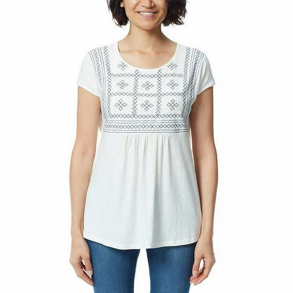 Gloria Vanderbilt Womens Embroidered Top
