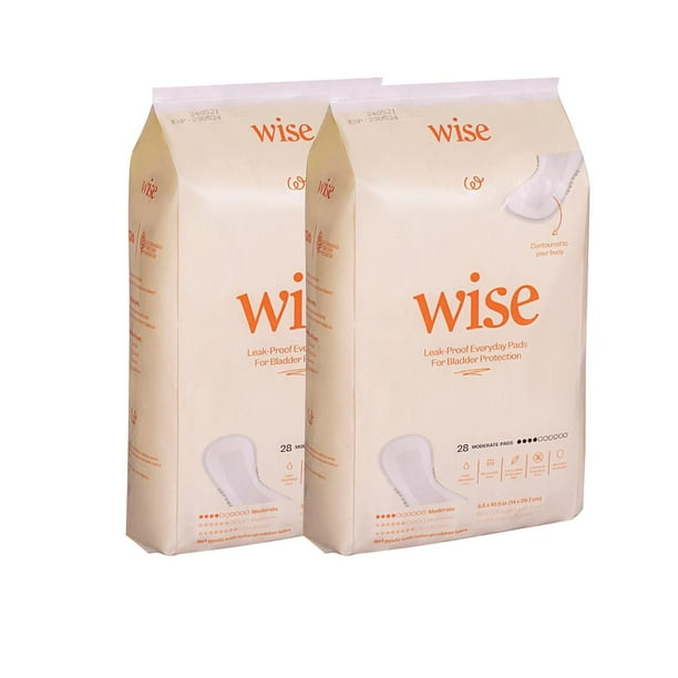WiseWear Incontinence Pads For Women, Moderate Absorbency, Discreet