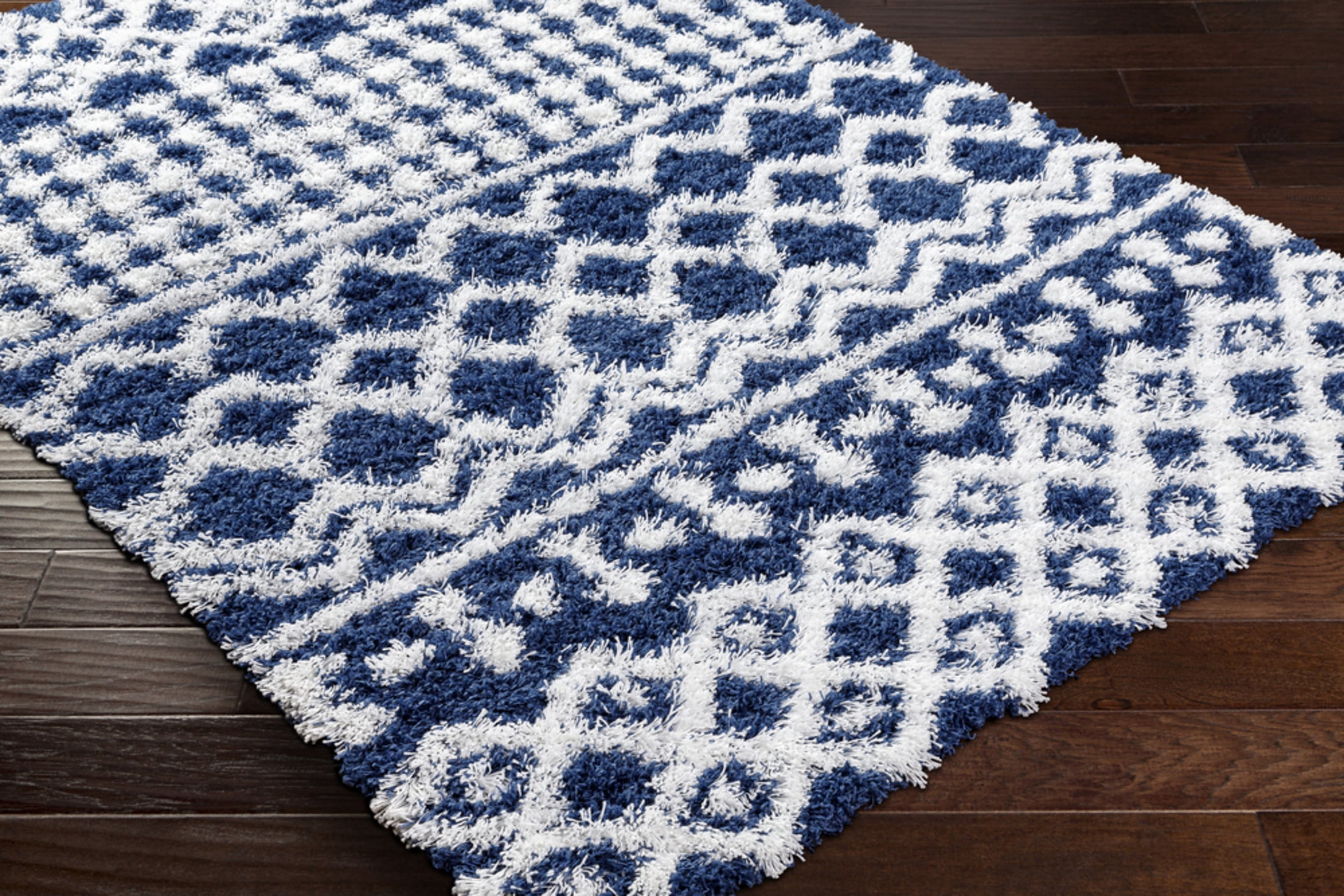 Livabliss Area Rugs for Living Room, 8x10 Urban Shag Global Navy Rug, Bedroom Dining Room Home Decor Stain Resistant Carpet (7'10" x 10'2")