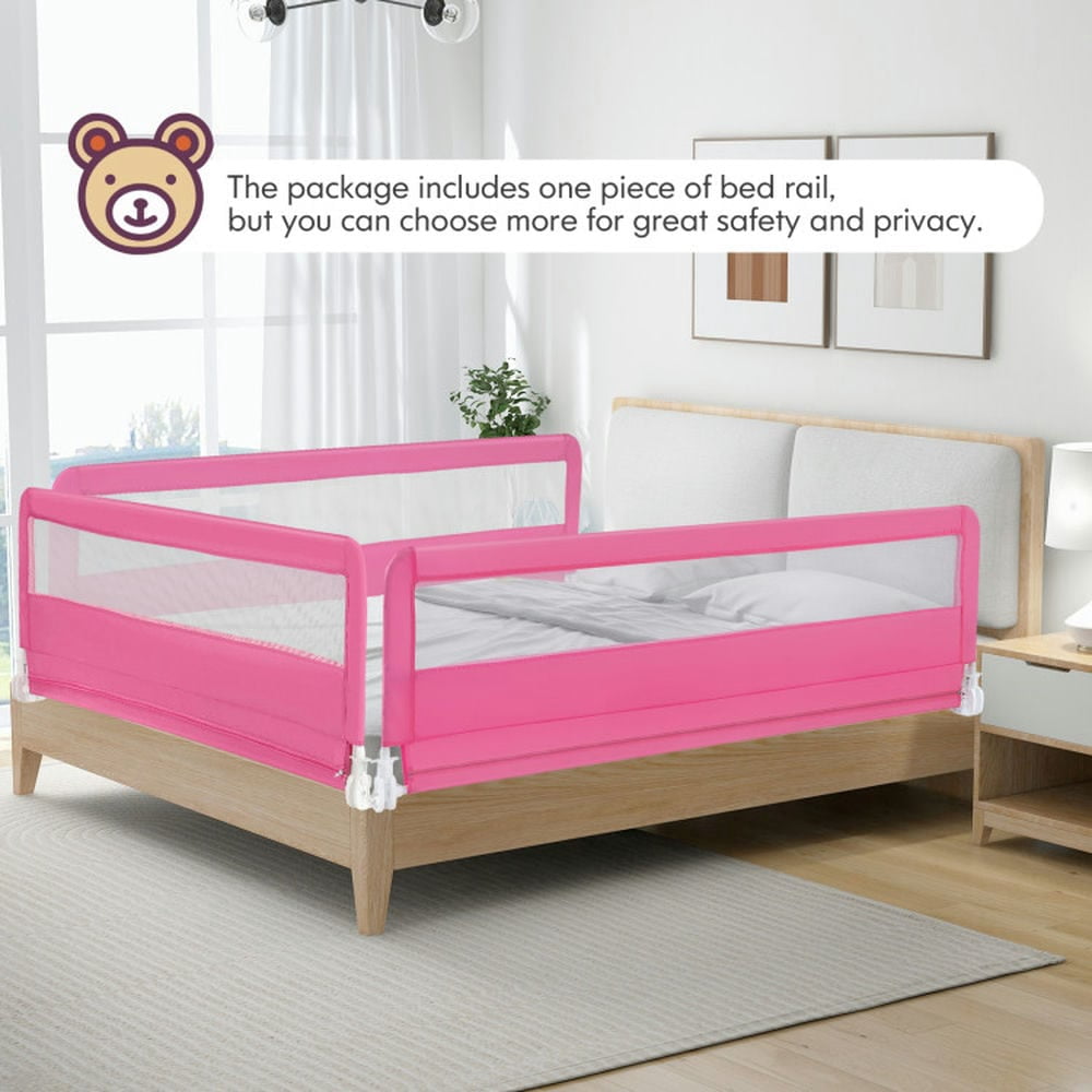 Spaco 71 Inch Extra Long Swing Down Bed Guardrail with Safety Straps, Baby Bedrail, Bed Rail forToddlers, Toddler Bed Rails, Pink