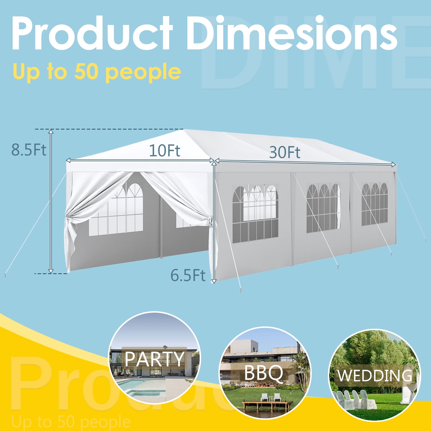 Lacoo 10' x 30' Outdoor Canopy Wedding Party Tent Patio Camping Shelter Pavilion w/Removable Sidewalls Carport Cater BBQ Events