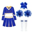thumbnail image 3 of YONGHS Cheering Costume for Girls Crop Top with Pleated Skirt Cheerleading Halloween Party Outfits B Blue 12, 3 of 5