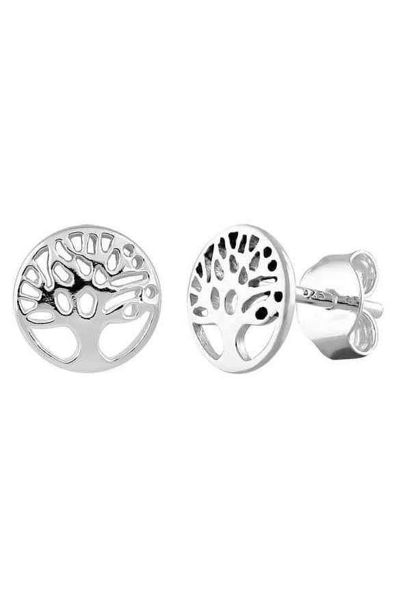 Unique Hawaiian Small Tree of Life Earring, Sterling Silver Tree of Life Stud Earring, E8130 Birthday Mom Valentine Gift, Island Jewelry