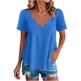 thumbnail image 3 of Admvng Tops For Women Trendy Casual Solid Color Comfortable Breathable Court-style Short-sleeved Plus Size Tops S-5XL, 3 of 10