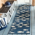 thumbnail image 4 of SAFAVIEH Courtyard Trena Fishes Indoor/Outdoor Runner Rug, Navy/Beige, 2'3" x 20', 4 of 5