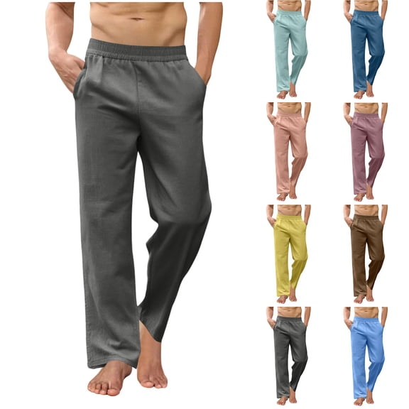 Guluxicc Mens Yoga Pants Elastic Waist Pants Lightweight Relaxed Fit Casual Gym Workout Trousers with Pockets