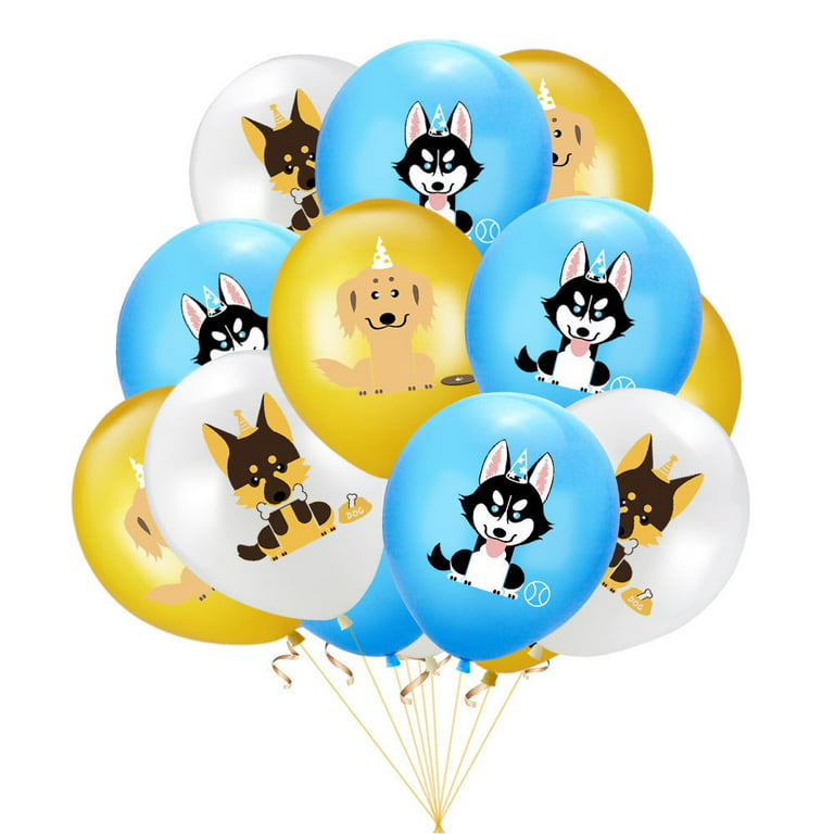 20pcs 12 Inches Pet Birthday Balloon Dog Printed Balloon Latex Balloon  Party Supplies (4pcs Blue Huskie, 6pcs Golden Golden Retriever, 4pcs White