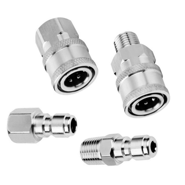 CSYANXING Adaptateurs de Laveuse à Pression 5000 PSI 1/4 NPT 4 Raccords en Acier Inoxydable pour Nettoyage à l'Eau Chaude et Froide