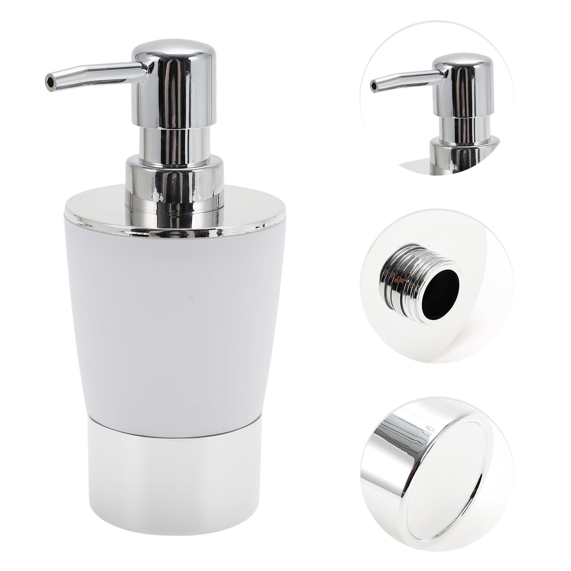 Unique Bargains 1 Set  Plating Soap Pump Dispenser Set for Bathroom for Laundry Rooms White