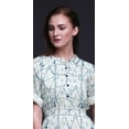 thumbnail image 4 of Bimba Robe Longue Imprimée en Rayonne à Motifs Géométriques Shibori, Taille Smockée, Fente Latérale, Robe pour Femme - Grande, 4 of 6