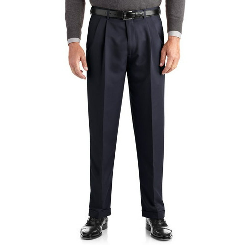 GEORGE - George Big Men's Pleated Cuffed Microfiber Dress Pant With