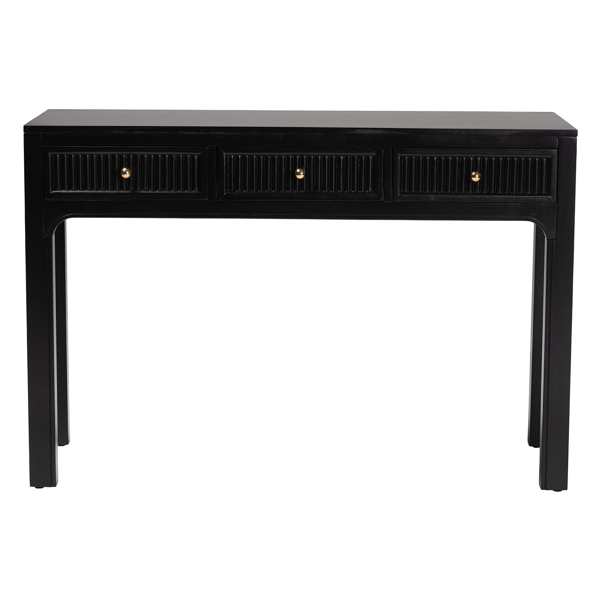 bali & pari Leah Modern Console Table, 3-Drawer, Black