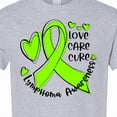thumbnail image 4 of Inktastic Love, Care, Cure Lymphoma Awareness Lime Green Ribbon Hearts T-Shirt, 4 of 5