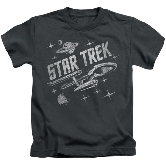 Star Trek Through Space Youth 18/1 T-Shirt Charcoal