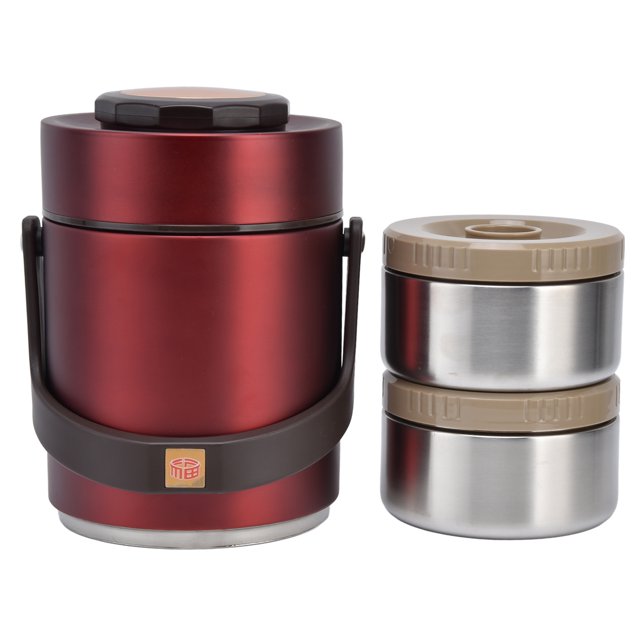 Qukaim Boîte à repas isotherme haute capacité 1,5 l en acier inoxydable portable conservation de la chaleur pour adultes et étudiants Rouge