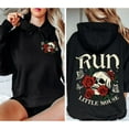 thumbnail image 3 of Run Little Mouse Hoodie - 2 Sides Graphic Haunting Adeline Roses and Skull Hoodie, 3 of 6