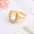 thumbnail image 3 of Horseshoe Element Ring UShaped Gold Plated Copper With Artificial Gem Inlays European American Fashion Jewelry, 3 of 3