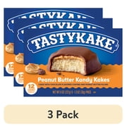 (3 pack) Tastykake Peanut Butter Kandy Kakes, 12 Count, 6 Packs of 2 Chocolate and Peanut Butter Snack Cakes