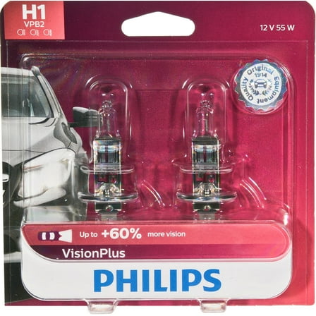 Philips H1 Visionplus Headlight, Pack of 2