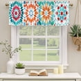 thumbnail image 2 of Colorful Boho Geometric Curtain Valances for Windows, Kitchen Valance Window Treatments Panel 2 Pack, Bohemian Ethnic Abstract Art Rod Pocket Short Curtains for Bathroom Bedroom 60 x 18 Inch, 2 of 8