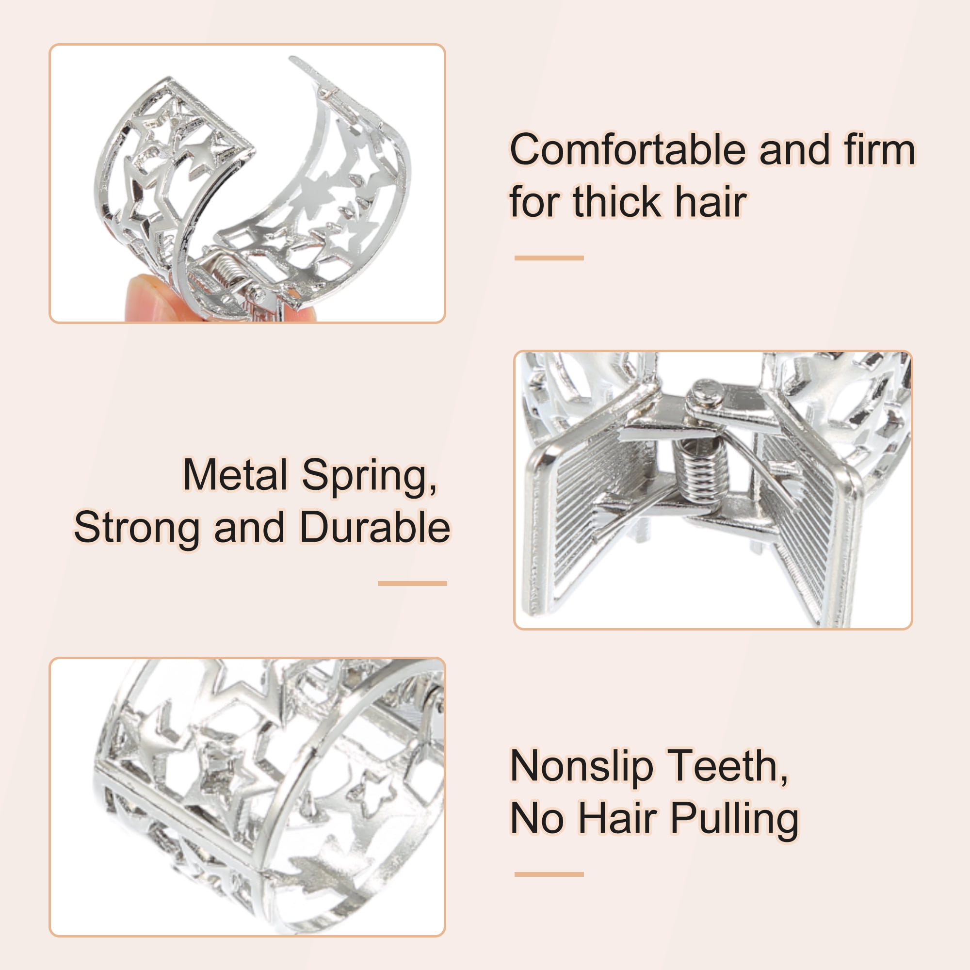 Unique Bargains 3Pcs High Ponytail Metal Claw Nonslip Accessories