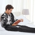 thumbnail image 6 of Picia Monochrome Giraffe Expression Pattern Men’s Long-Sleeve Sleepwear Set - Soft 2-Piece Loungewear with Pockets, Comfy PJs for Relaxing Nights-Small, 6 of 7