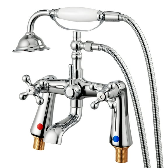 VEVOR Clawfoot Tub Faucet, Deck Mount Bathtub Faucets with Handheld Shower, Vintage Polished Chrome Clawfoot Tub Filler Faucet Shower Kit with 360° Rotation Spout & 59-inch Long Hose for Bathtubs