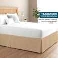thumbnail image 2 of 550-TC Egyptian Cotton Dust Ruffle/Bed Skirt King Size 1-Pieces Split Corner Tailored Bed Skirt 6" Inch Drop Length Taupe Stripe, 2 of 5