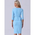 thumbnail image 4 of DARING DIVA Peplum Dress Belted Cocktail Sheath Dress S Sky Blue, 4 of 6