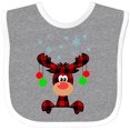 thumbnail image 3 of Inktastic Cute Flannel Reindeer with Christmas Bulbs and Snowflakes Boys or Girls Baby Bib, 3 of 4