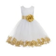 thumbnail image 2 of Ekidsbridal Girl Formal Flower Girl Dress - White Floral Rose Petals Dress with Tiebow 302T-A (Size: S-16), 2 of 3