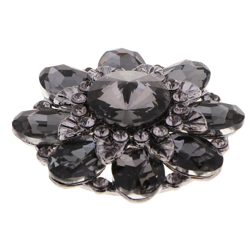 Abbraccia 6xAlloy Rhinestone Shank Buttons Decorative Buttons Sewing Accessories Black 6 Pcs