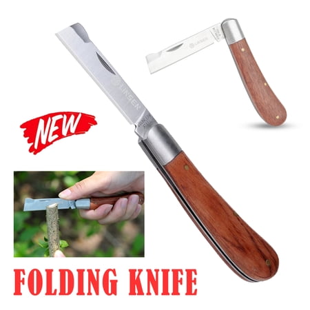 Linsen-outdoors Grade Folding Garden Knife Stainless Steel Construction for Pruning Grafting & Garden Weeding 2.17inch