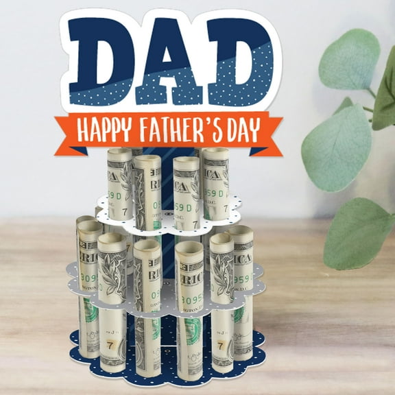 Big Dot of Happiness Happy Father's Day - DIY We Love Dad Party Money Holder Gift - Cash Cake