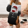 thumbnail image 2 of Lanhui Women Off The Shoulder Christmas Printed Long Sleeve Sunflower Fall Casual Dress, 2 of 6