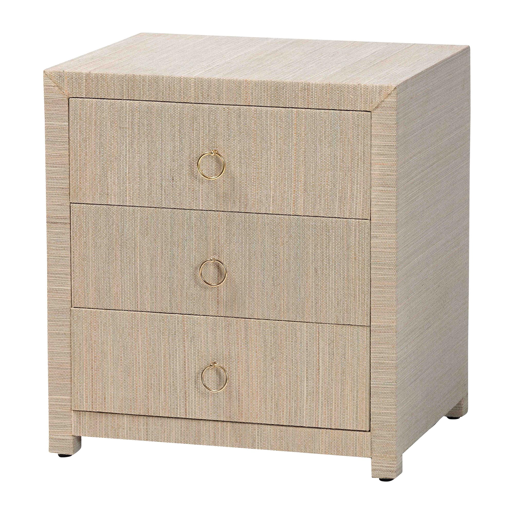 bali & pari Quinn Boho Nightstand, 3-Drawer, Natural