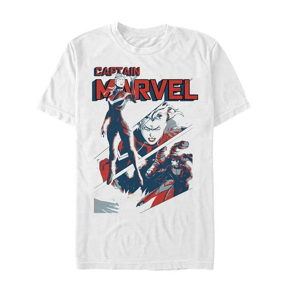 Men's Marvel Captain Marvel Streaks Graphic Tee White Medium