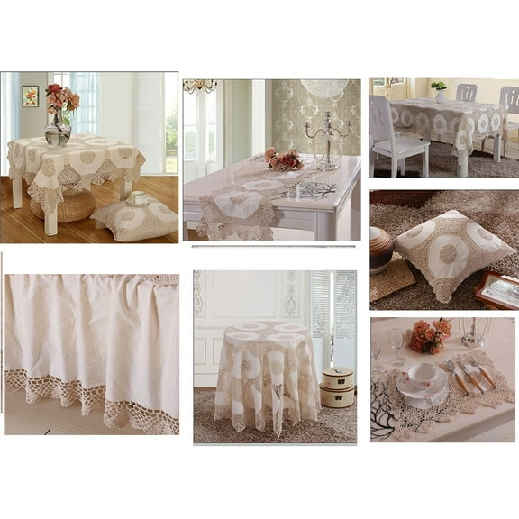 OctoRose 100% Cotton Handmade Crochet Joint Fabric Table Runner, Placemats, Table Topper, Table cloth, cushion case, bed skirt, Dust ruffle